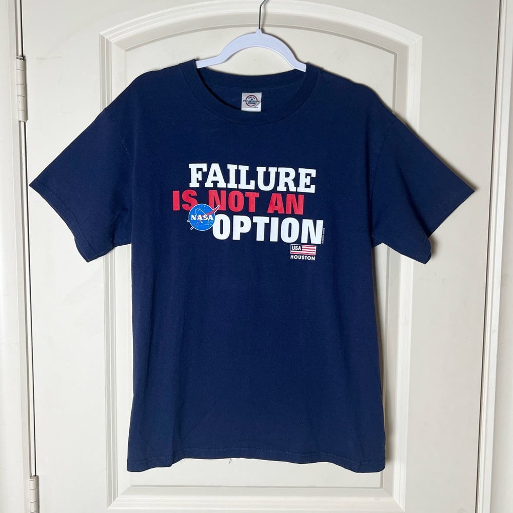 NASA "Failure is Not an Option" Navy Blue T-Shirt - Medium - Vintage Delta Pro